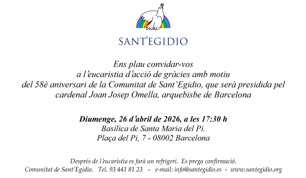 COMUNITAT DE SANT’EGIDIO – 26 d’abril